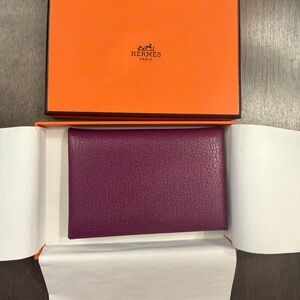 Hermès Calvi card holder, Anemone in Chamkila goatskin